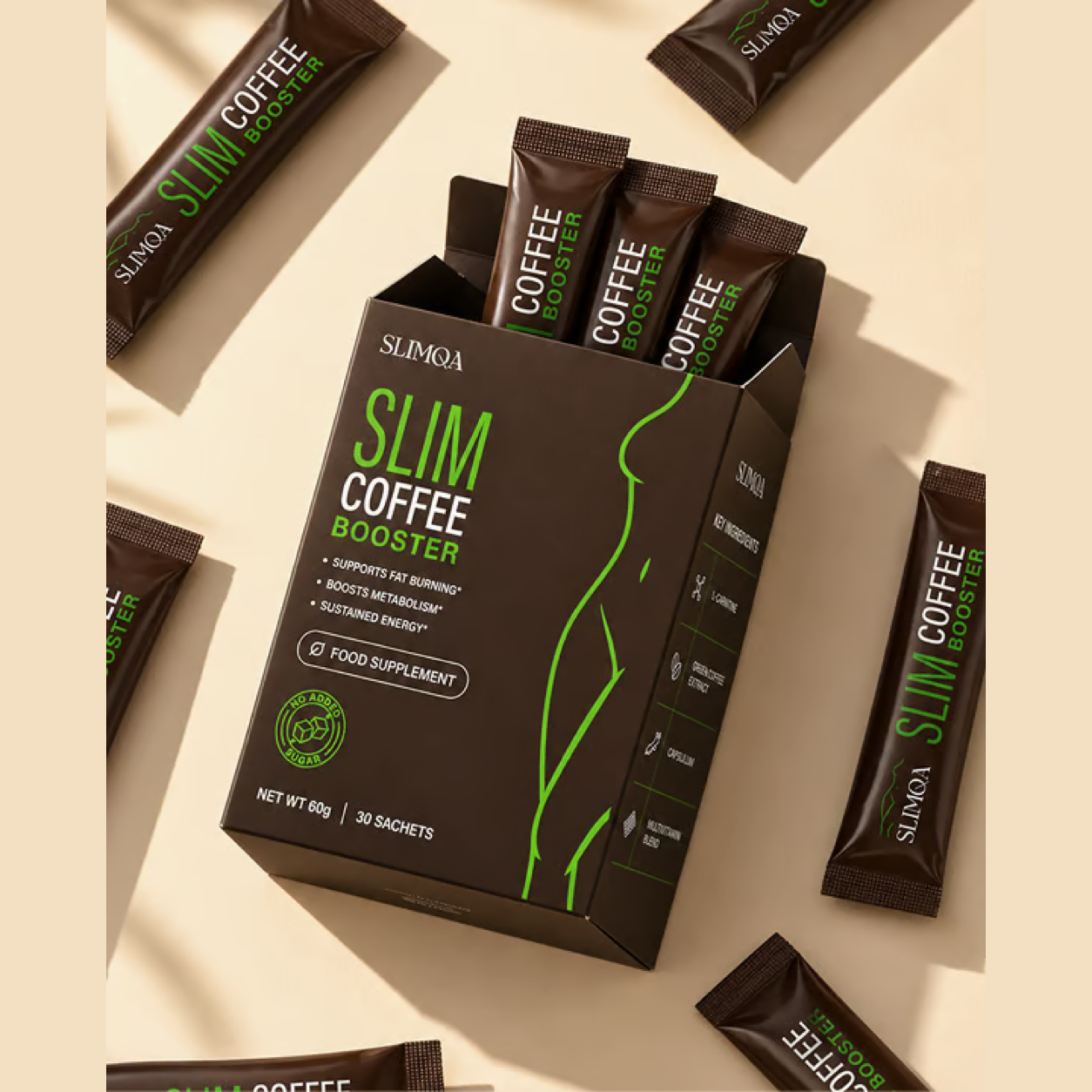Slimqa Slim Coffee Booster box and sachets