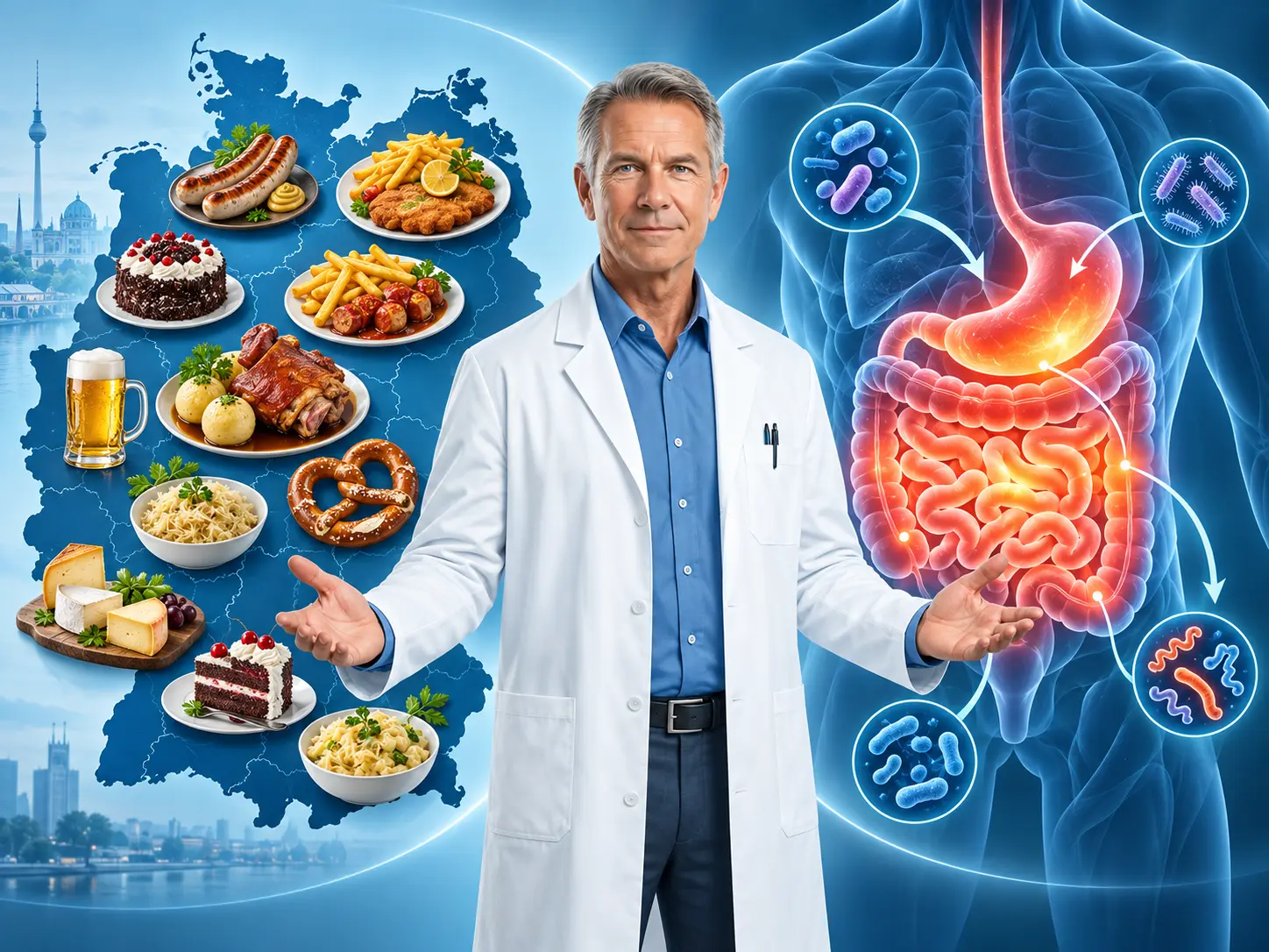 Illustration of diet and digestive health